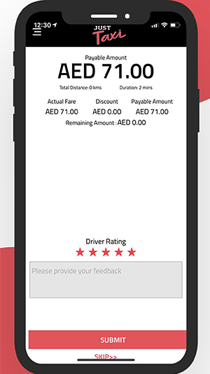 justtaxi app payment option