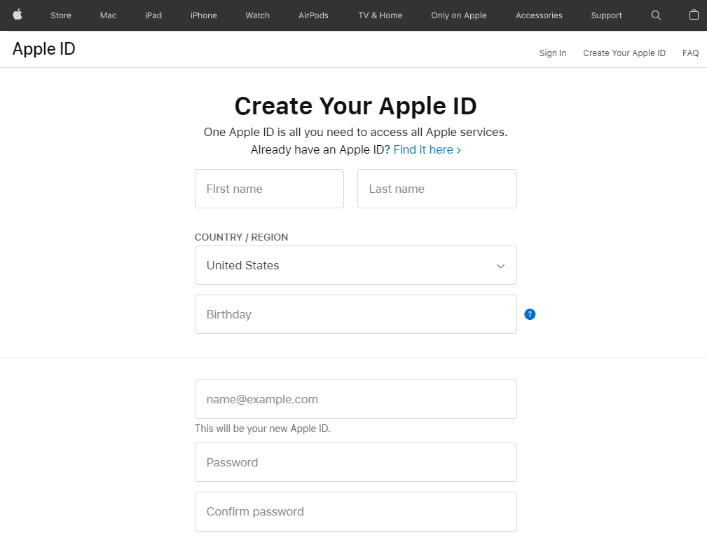 Create you apple ID to App Store