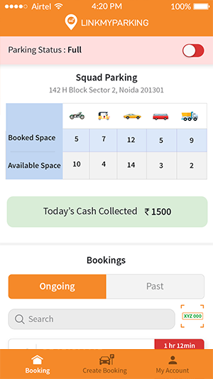 Management of its parking slots