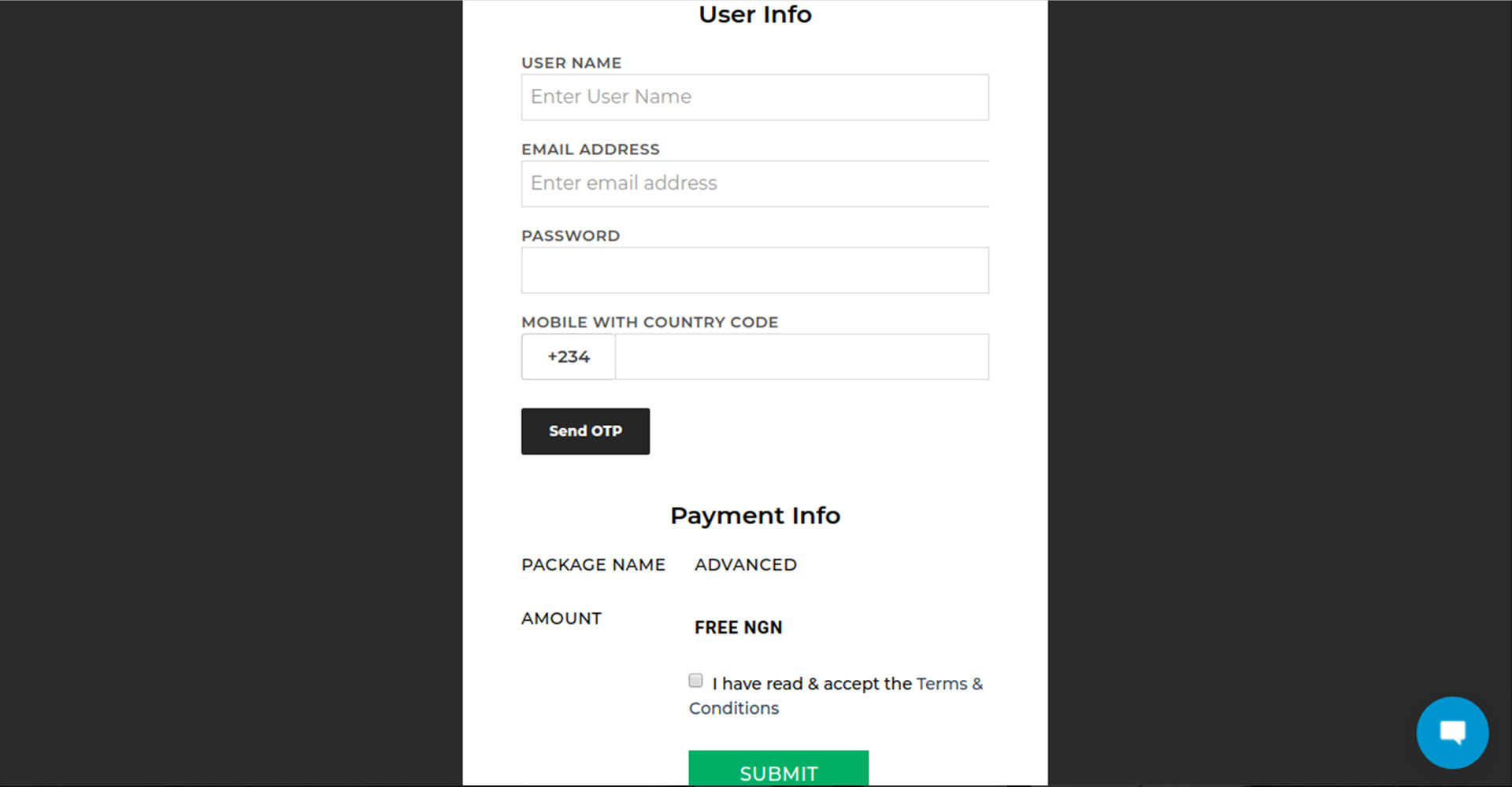 Oteneto website Payment mode