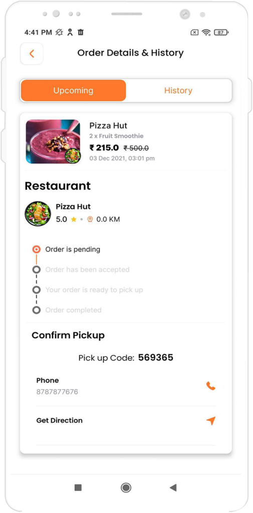 SaveEat Order History & Details