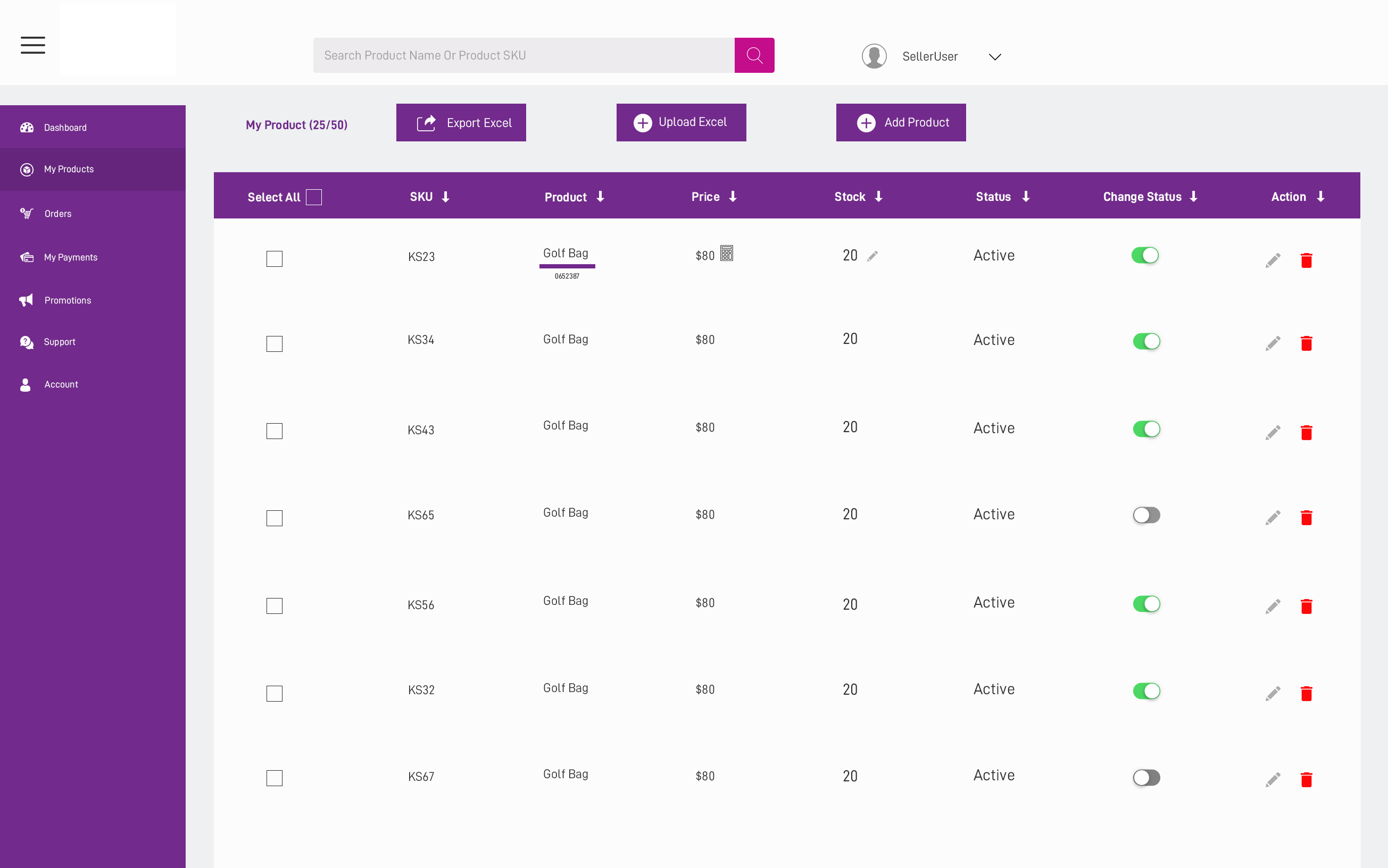 My Products Vendor Dashboard E-commerce