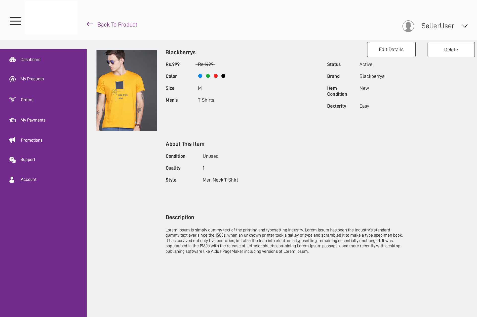 Product Details Vendor Dashboard E-commerce