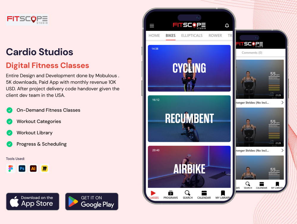 FITSCOPE HIIT cardio coaching app developed by Mobulous