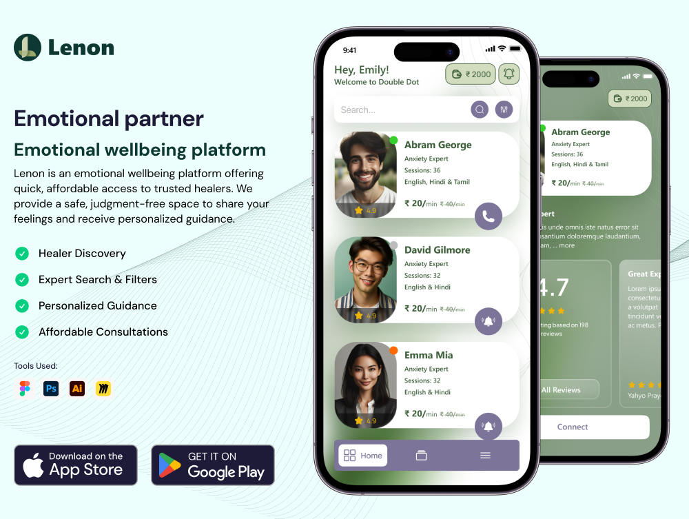 Lenon emotional wellness platform developed by Mobulous