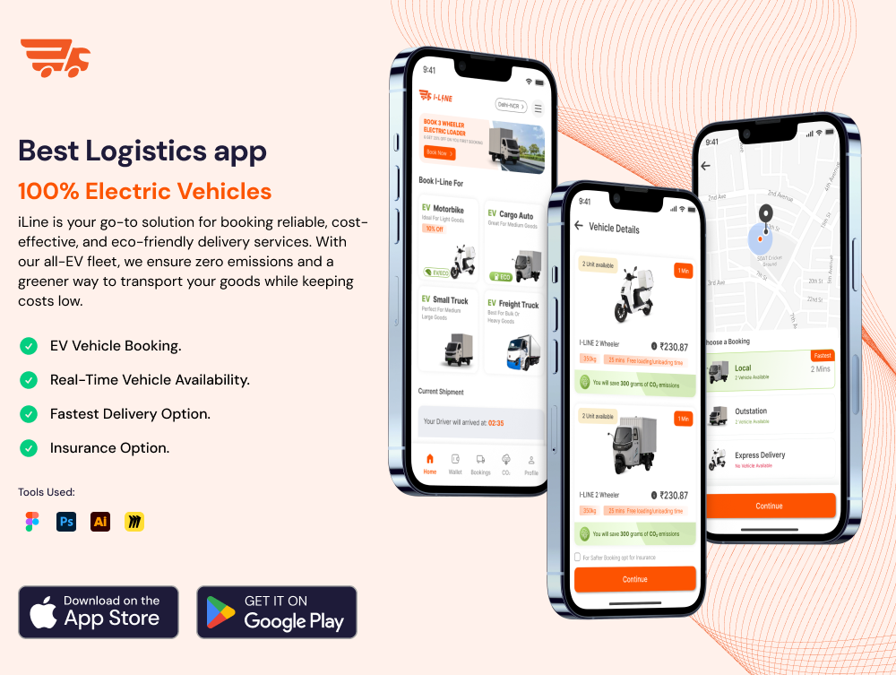 iLine EV logistics fleet management app by Mobulous